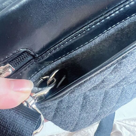 Knomo London Alfie Laptop Bag Briefcase Work Bag Black Leather Quilted Grey - Picture 11 of 11